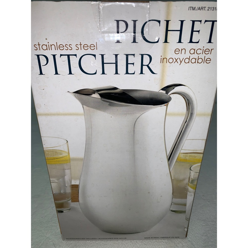 Stainless Steel Water Pitcher 3.1 QT 3L Capacity Polished Silver Kirkland Costco